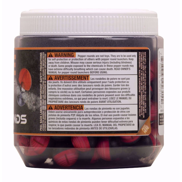 Bolitas de Pimienta en Polvo P2P Core Defense Rojo-Negro Cal. .68 100 piezas advertencia