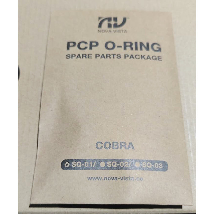 Pistola PCP Nova Vista Cobra Calibre .22 - 5.5 mm con Regulador frente sobre de sellos de repuesto