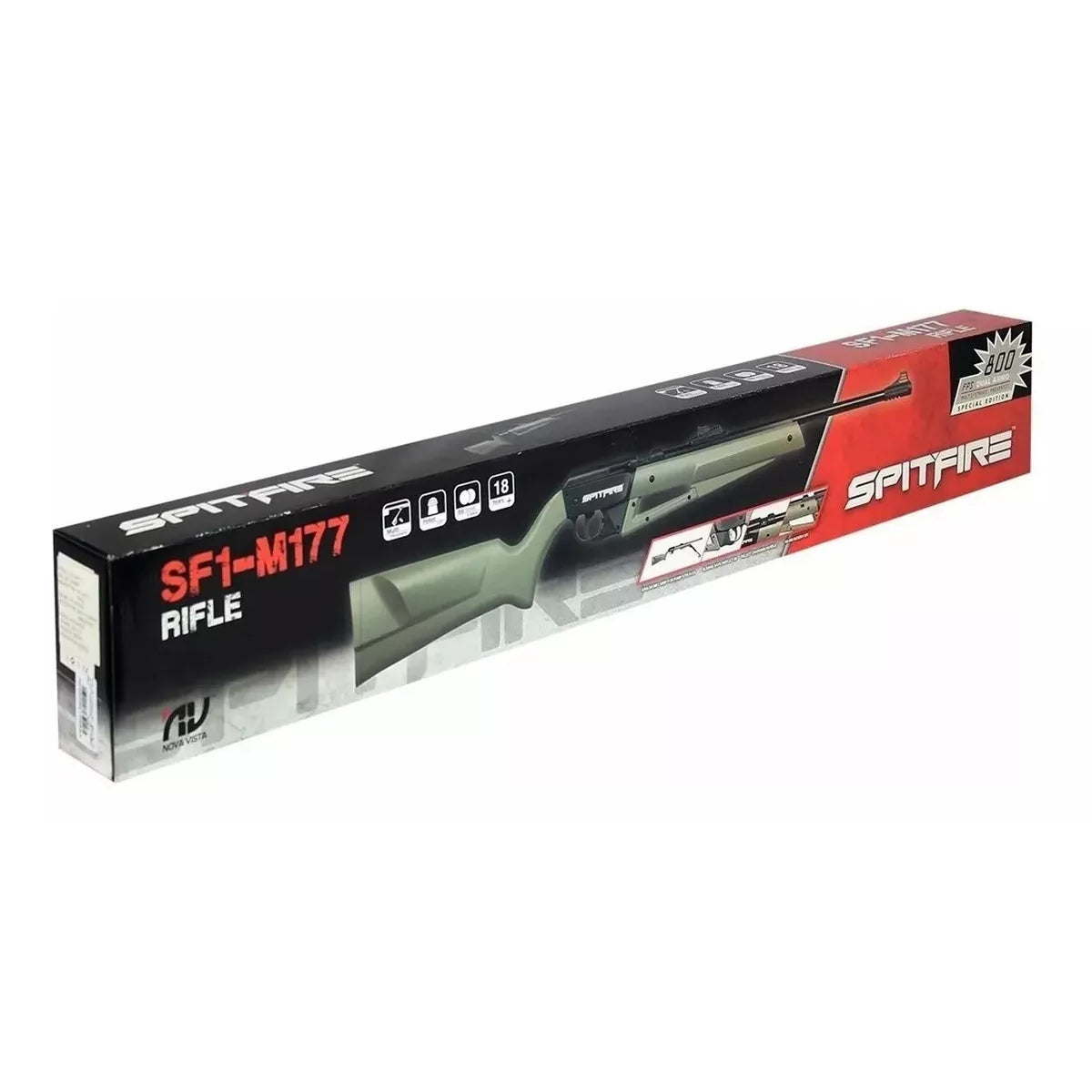 Rifle de Aire Nova Vista Cactus Diábolos y Balines Calibre 4.5 mm - .177" Neumático Mutli bombeo color verde