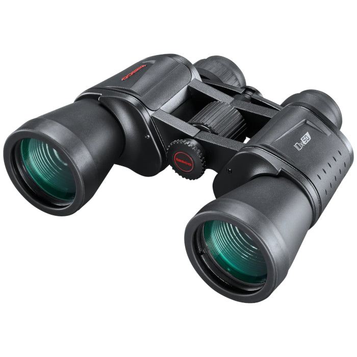 Binocular Tasco Essentials Porro 12x50 Negro vista frontal izquierda