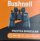 Binocular Bushnell Pacifica 10-30x50 Porro Negro frente caja