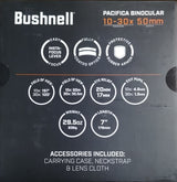 Binocular Bushnell Pacifica 10-30x50 Porro Negro reverso caja