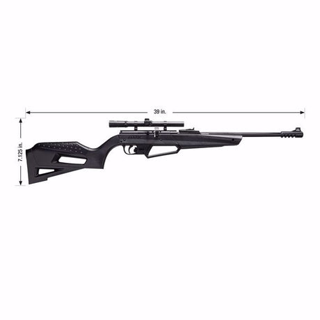 Rifle de Aire Umarex NXG APX Calibre .177 - 4.5 mm Multi-disparo diabolos neumático multi-bombeo cargador con 10 tiros vista derecha con medidas