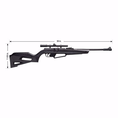 Rifle de Aire Umarex NXG APX Calibre .177 - 4.5 mm Multi-disparo diabolos neumático multi-bombeo cargador con 10 tiros vista derecha con medidas