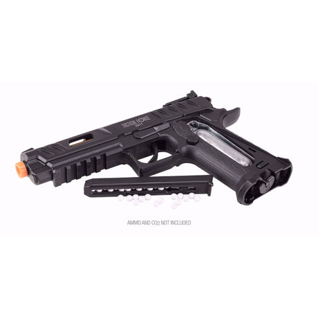 Pistola Airsoft CO2 Tactical Force 2011 calibre 6-mm negra advanced vista acostada con cargador
