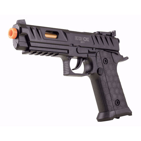 Pistola Airsoft CO2 Tactical Force 2011 calibre 6-mm negra advanced vista izquierda diagonal