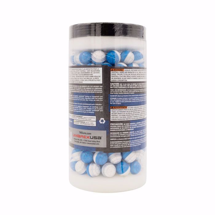Bolitas de Talco T4E Azul-Blanco Cal. .68 250 piezas advertencia