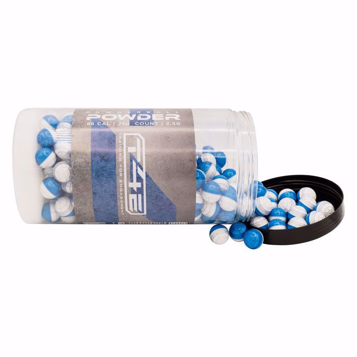 Bolitas de Talco T4E Azul-Blanco Cal. .68 250 piezas vista acostada