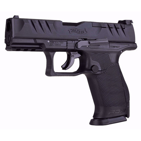 Pistola CO2 Marcadora T4E Walther PDP Compacta Negra Calibre .43 vista lateral izquierda con angulo