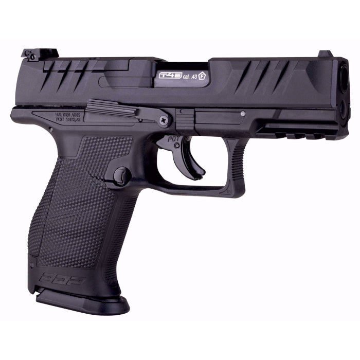 Pistola CO2 Marcadora T4E Walther PDP Compacta Negra Calibre .43 vista lateral derecha con angulo