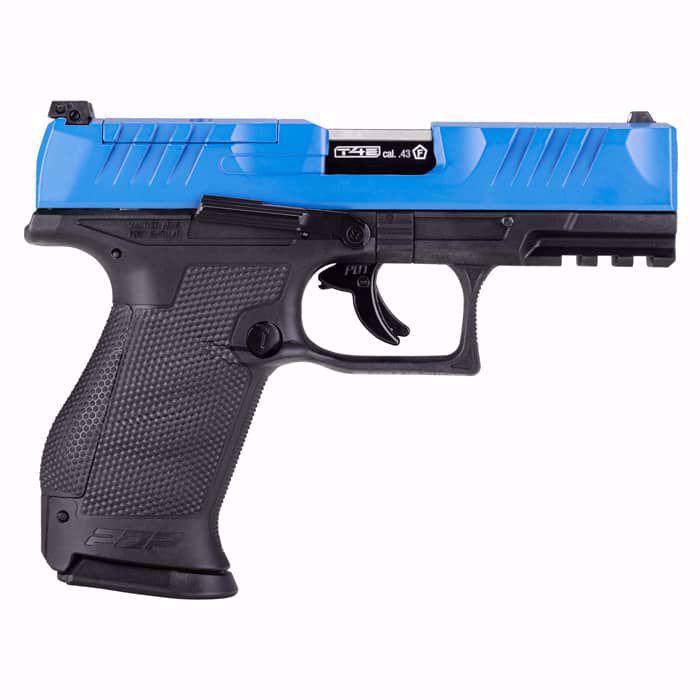 Pistola CO2 Marcadora T4E Walther PDP Compacta Azul-Negra Calibre .43 vista leteral dercha