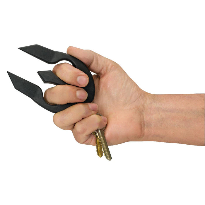 Llavero de Defensa Spartan negro con mano demostrativa