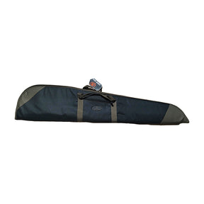 Funda para rifle Allen Game Winner de 46 pulgadas, vista del lado con bolsillo exterior y cierre de cremallera.