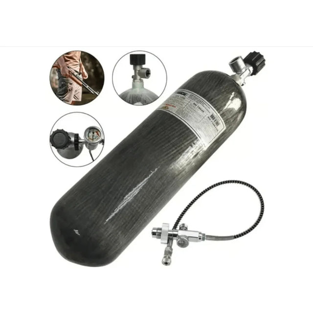 Tanque Fibra de carbón  4,350 PSI -  300 Bar - 3,000 ml para rifles pcp