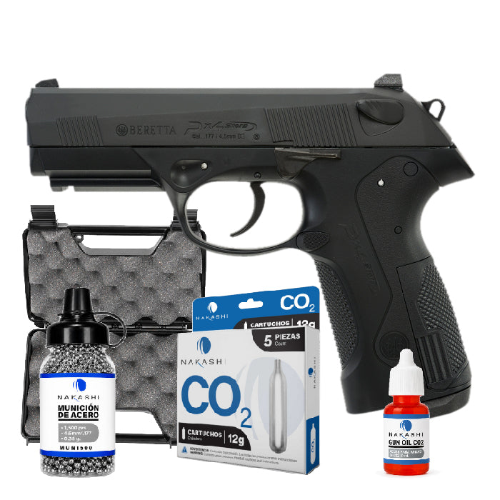 Pistola CO2 Beretta PX4 Storm Combo con estuche rígido MTM de 9.5" cerrado