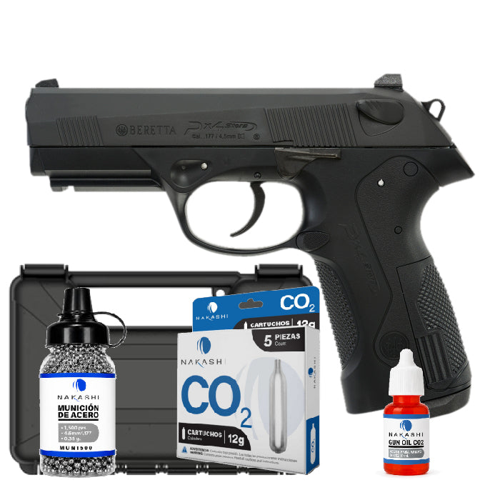 Pistola CO2 Beretta PX4 Storm Combo con estuche rígido MTM de 9.5" cerrado