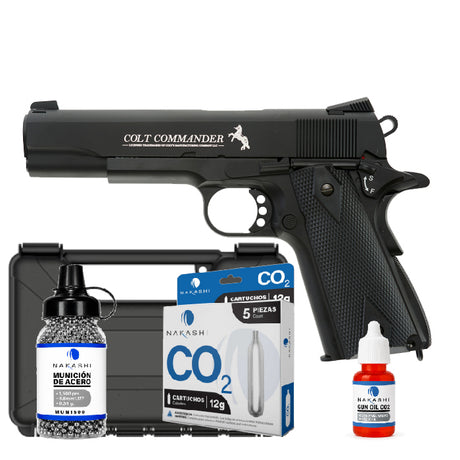 Pistola CO2 Colt Commander Combo con estuche rígido MTM de 9.5" cerrado