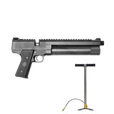 Combo de pistola PCP Nova Vista Cobra negra calibre 5.5 mm (.22) y bomba de aire manual Nakashi con pedal fijo.