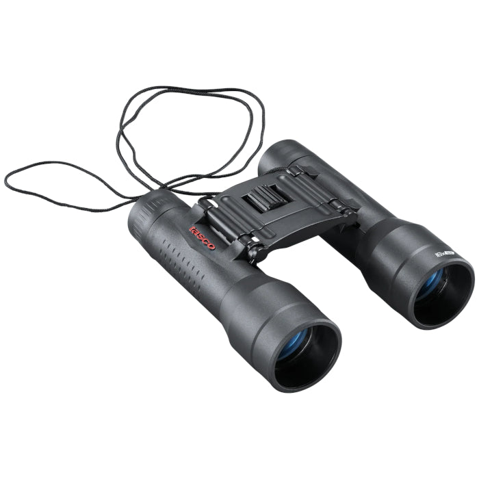 Binocular Tasco Essentials Roof 16x32 Negro vista frontal derecha diagonal