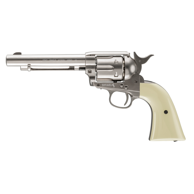 Revólver CO2 Colt Peacemaker Army 45 aire metal niquel accion simple calibre 177 balines