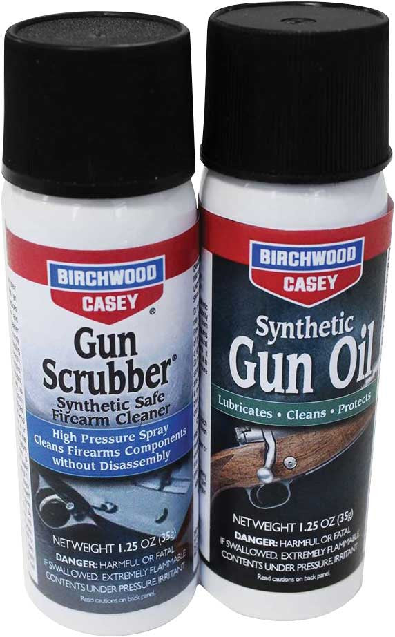 Kit Limpiador Birchwood Casey Gun Scrubber y Aceite Gun Oil Sintético